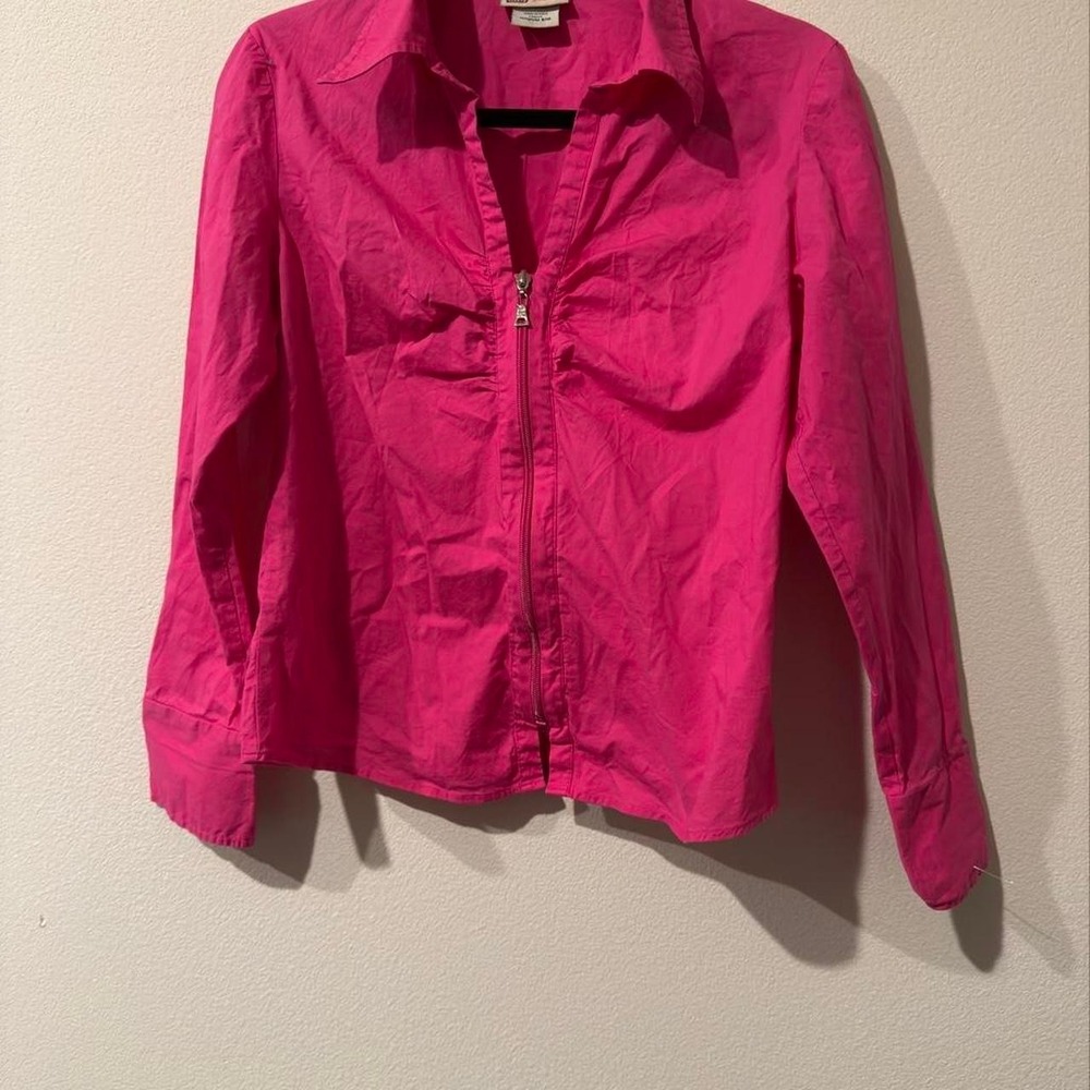 Faded Glory pink zip up blouse Size M